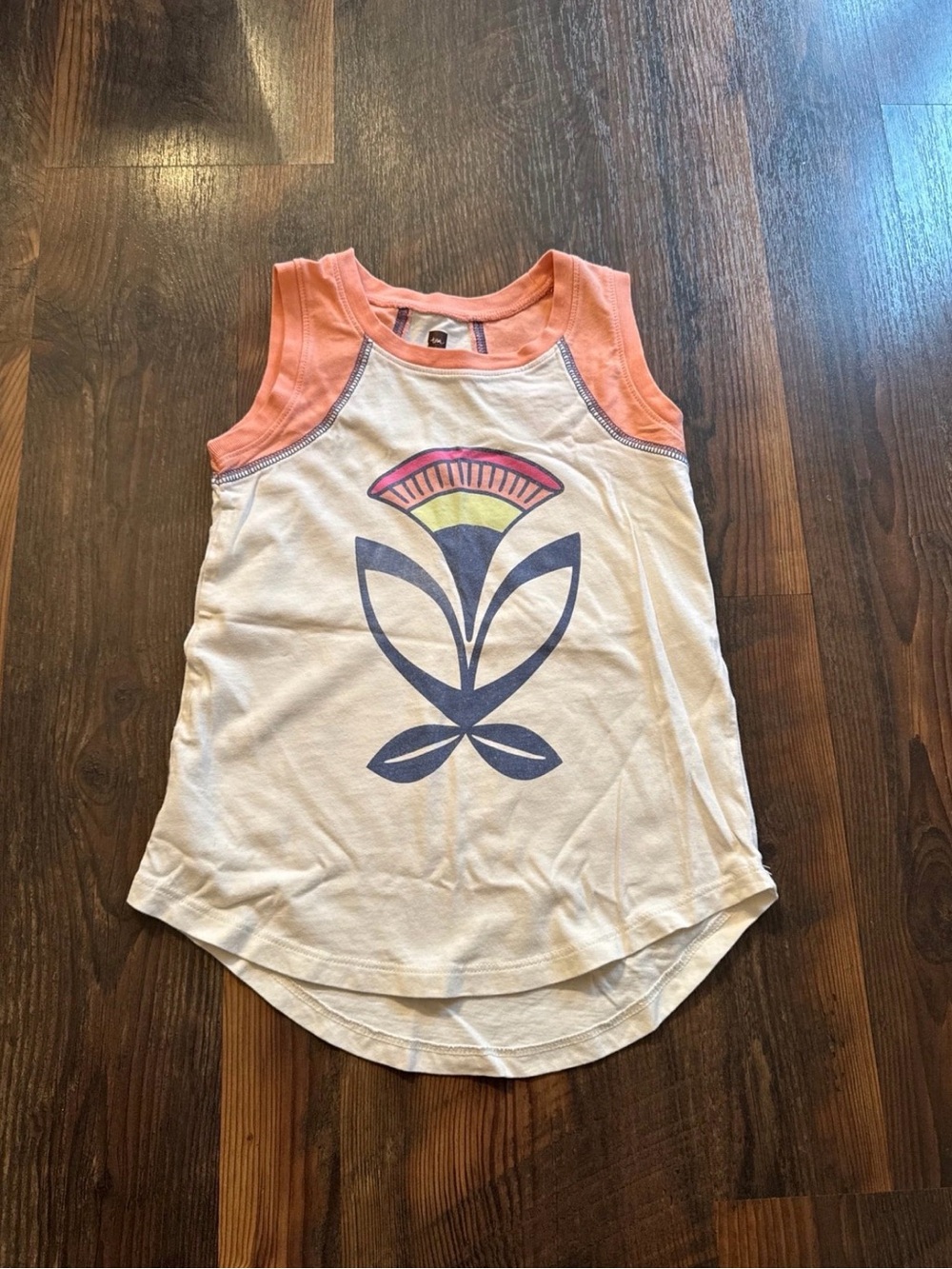 Girls' Cream & Coral Tea Collection Tank Top